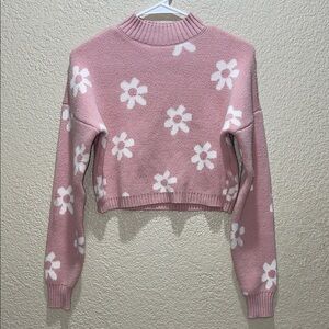 Hollister Pink Floral Turtleneck Sweater